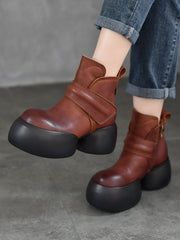 Soft Genuine Leather Platfrom Ankle Boots