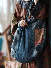 Vintage Denim Spliced Shoulder Bag