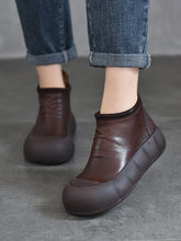 Vintage Autumn Soft Leather Platform Boots