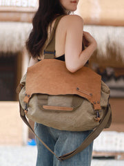 Vintage Genuine Leather Spliced Shoulder Bag