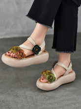Sandals Vintage FLower Platform Leather