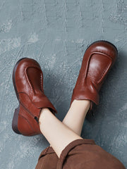Autumn Soft Leather Zipper Low Heel Ankle Boots
