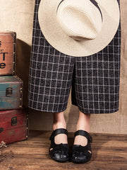 Solid Soft Leather Spliced Flat Sandals