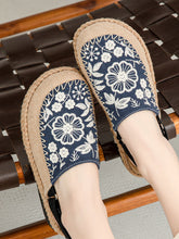 Sandals Linen Embroidery Ethnic Flower