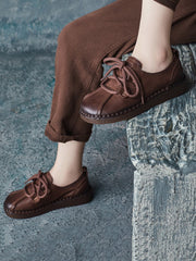 Ethnic Vintage Leather Spliced Low Heel Shoes