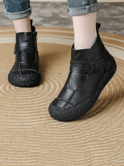 Winter Casual Leather Spliced Flat Boots