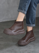 Autumn Genuine Leather Solid Platform Ankle Boots