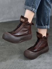 Vintage Vintage Leather Zipper Platform Boots