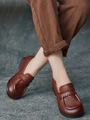 Vintage Genuine Solid Leather Low Heel Shoes