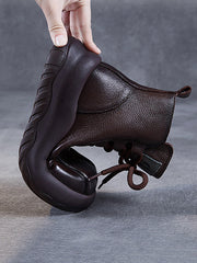 Vintage Genuine Leather Platform Martin Boots