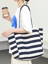 Casual Stripe Canvas Large Capacity Shoulder Bag