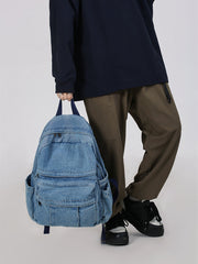 Vintage Denim Spliced Large Capacity Shoulder Bag