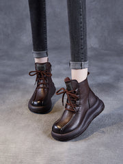 Vintage Genuine Leather Platform Martin Boots