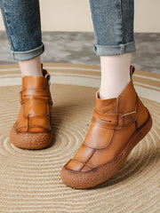 Winter Casual Leather Spliced Flat Boots