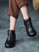 Autumn Soft Leather Zipper Low Heel Ankle Boots