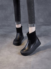 Winter Genuine Leather Platform Ankle Boots