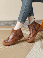Winter Casual Leather Spliced Flat Boots