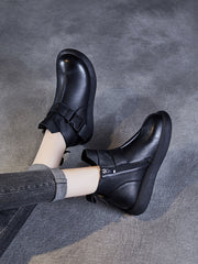 Winter Soft Leather Spliced Solid Flat Boots