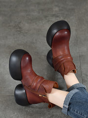 Soft Genuine Leather Platfrom Ankle Boots