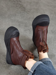Vintage Vintage Leather Zipper Platform Boots