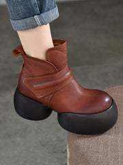 Soft Genuine Leather Platfrom Ankle Boots