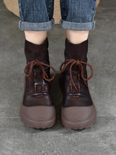 Genuine Leather Mid-Heel Martin Boots