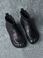 Vintage Winter Genuine Leather Spliced Ankle Boots