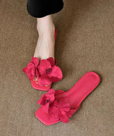 French Rose Petal Open Toe Slide Sandals