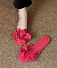 French Rose Petal Open Toe Slide Sandals