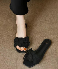 French Rose Petal Open Toe Slide Sandals