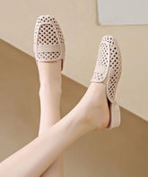 Apricot Hollow Out Breathable Slide Sandals