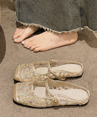 Stylish Silver Tulle Zircon Flats Slide Sandals