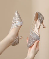 Splicing Stiletto High Heels Champagne Sequins