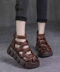 Black Hollow Out Roman Sandals