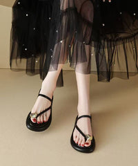 French Toe Set Black Slide Sandals
