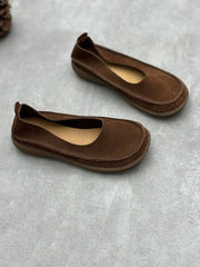 Vintage Genuine Leather Low Heel Shoes