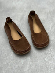 Vintage Genuine Leather Low Heel Shoes
