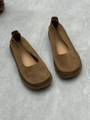 Vintage Genuine Leather Low Heel Shoes