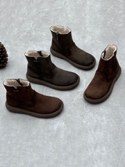 Winter Casual Genuine Leather Fleece-lined Warm Boots
