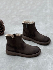 Winter Casual Genuine Leather Fleece-lined Warm Boots