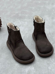 Winter Casual Genuine Leather Fleece-lined Warm Boots