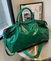 Green Large Capacity Faux Leather Tote Handbag