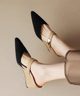 Heels Sandals Apricot Wedge Pointed Slide Rivet