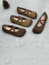 Spliced Soft Low Vintage Heel Shoes Leather