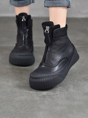 Vintage Vintage Leather Zipper Platform Boots
