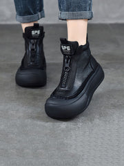 Vintage Vintage Leather Zipper Platform Boots