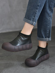 Vintage Autumn Soft Leather Platform Boots