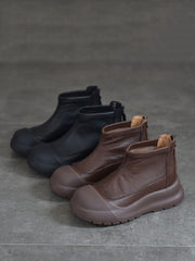 Autumn Genuine Leather Solid Platform Ankle Boots