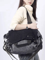 Vintage Genuine Leather Spliced Shoulder Bag