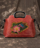 Tote Embossed Handbag Beautiful Calf Versatile Leather Red